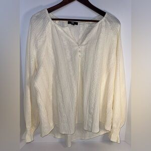 Frye Women's Textured Long Sleeve Peasant blouse XL